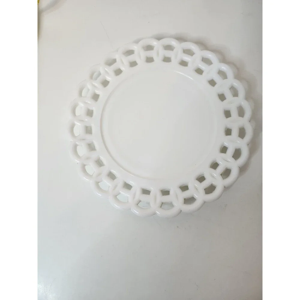White Milk Glass 8.5 in. Scalloped Plate